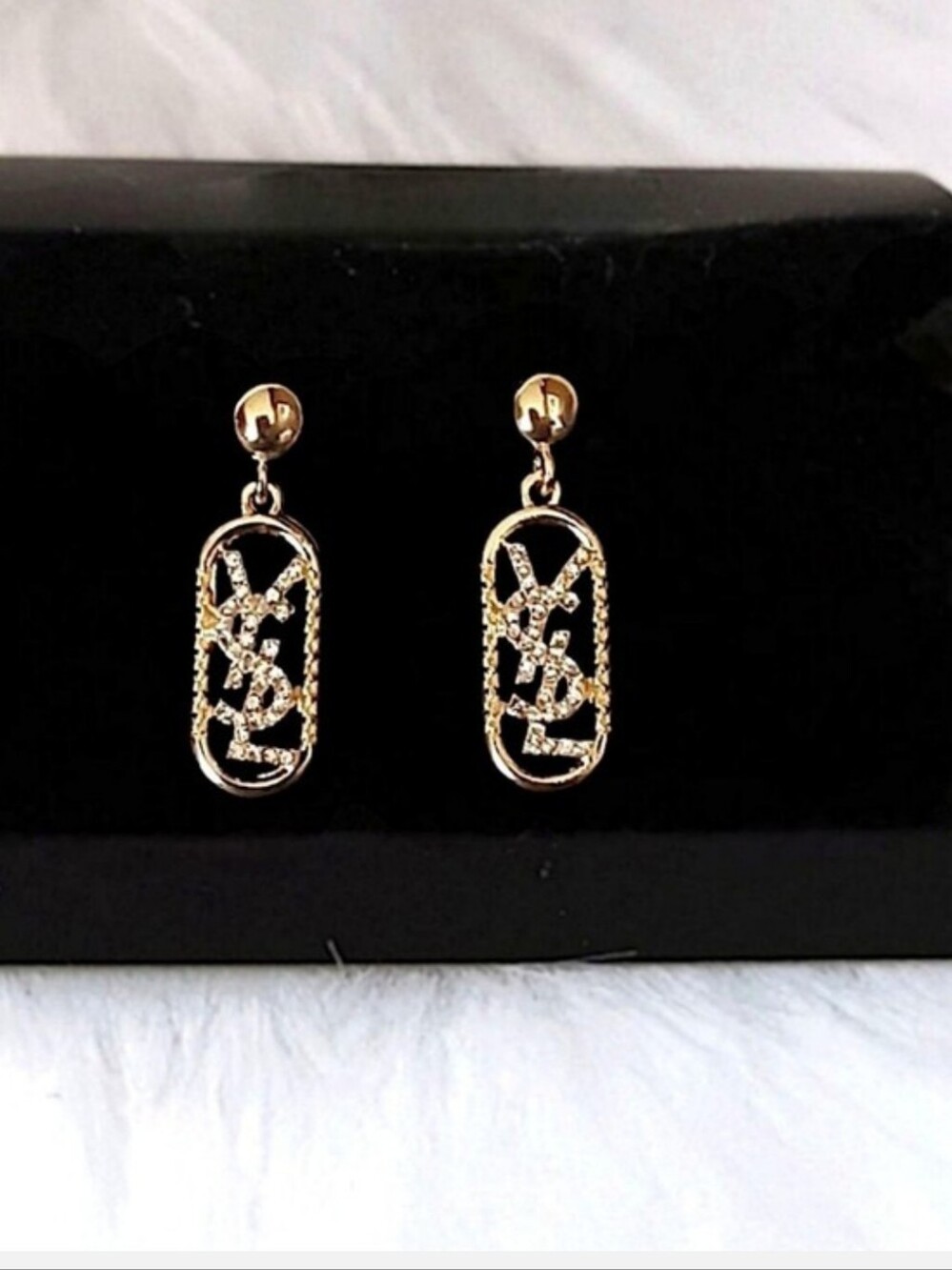 Designer-Inspired Gold Tone Crystal Drop Earrings